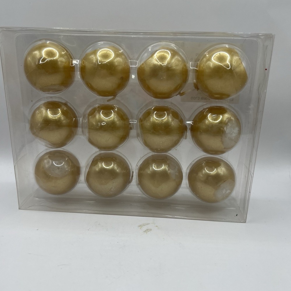 NEW 12-Pack Gold Mini Globe Candles 1.5" Wax Biedermann & Sons